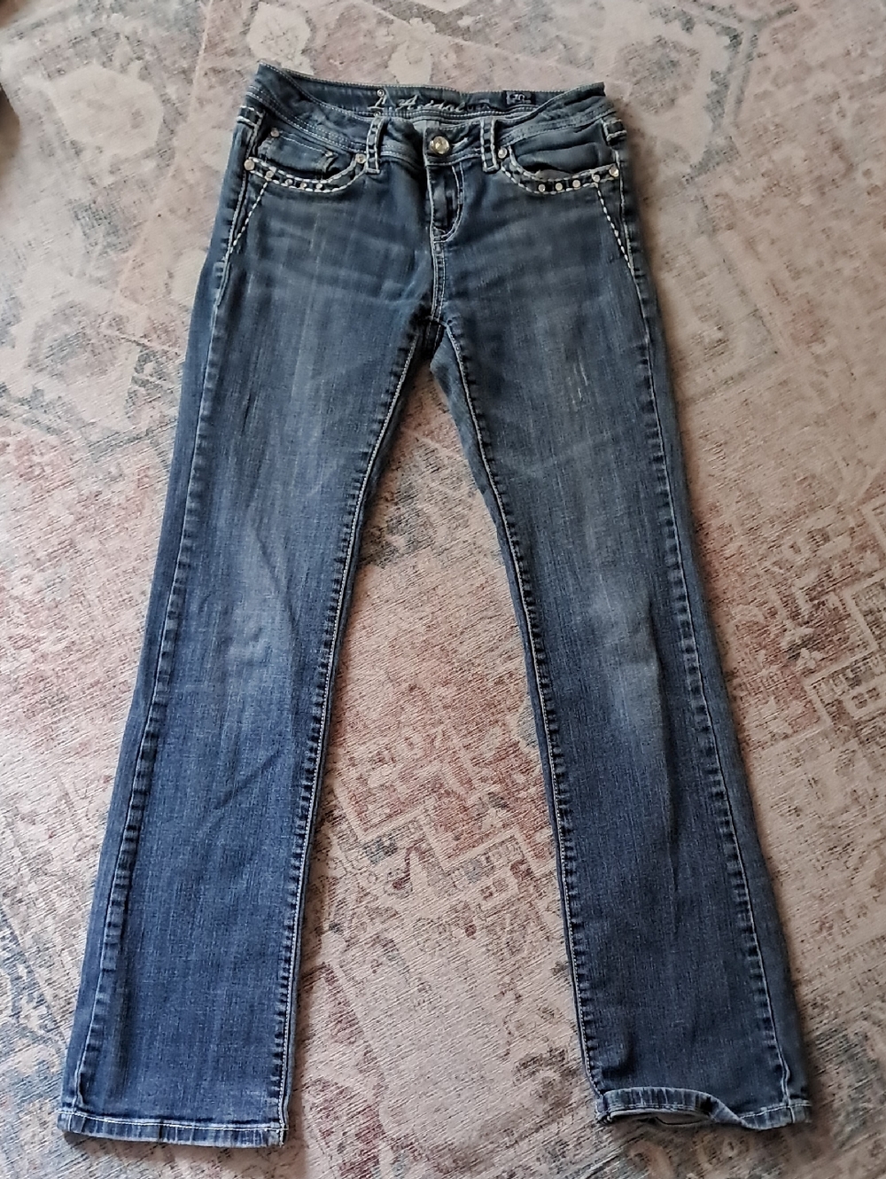 L.A. idol Women's Jeans in Dark Blue with Studded Pockets